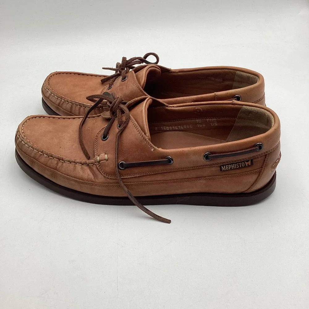 Mephisto Spinnaker Mens Tan Leather Boat Shoes Deck Shoes Size 10.5 US 10 EUR‎